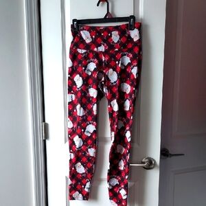 No Boundaries Red and Black Santa Print Leggings Medium